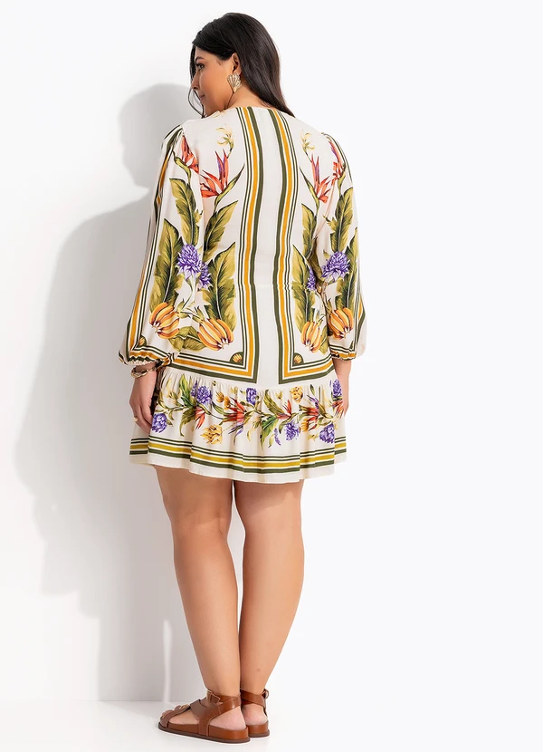 Farm - Vestido Curto Lenço Tropical Bege 8