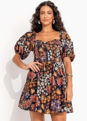 Farm - Vestido Curto Lili Preto - FARM