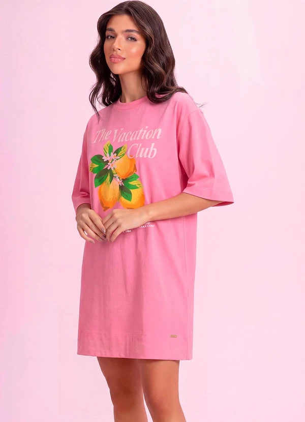 Angel - Vestido Curto Limões Malhão Rosa