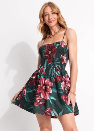 Farm - Vestido Curto Lineia Verde - FARM