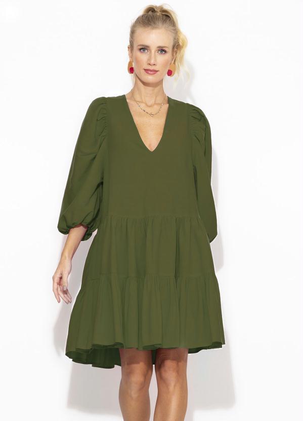 Colcci - Vestido Curto Linho Verde