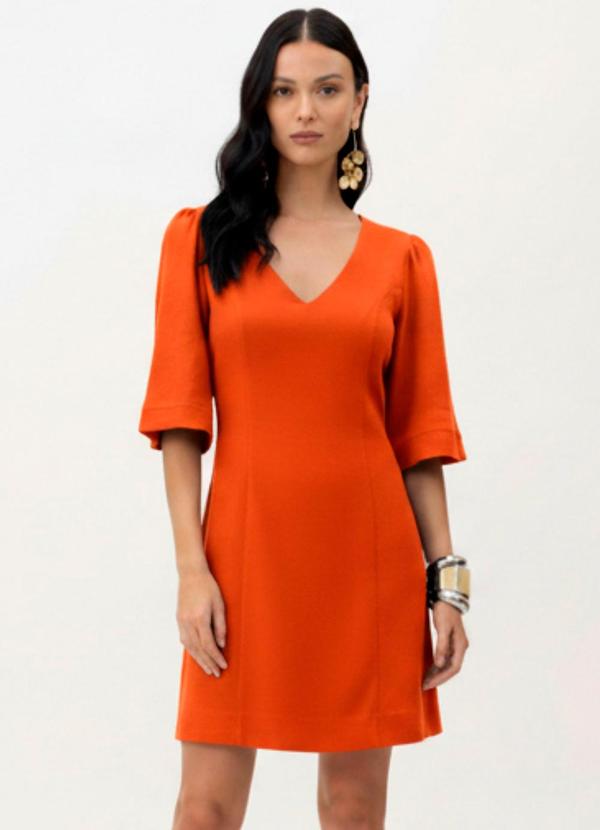 Carlota Costa - Vestido Curto Liso Laranja