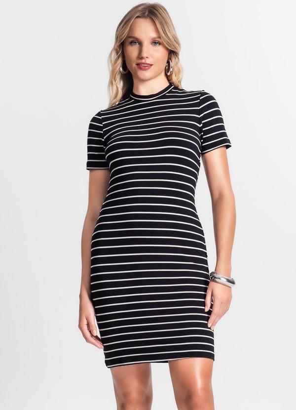 Endless - Vestido Curto Listrado Feminino Preto