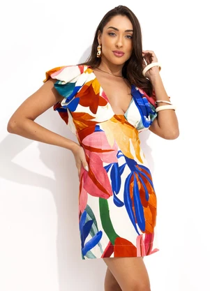 Farm - Vestido Curto Luiza Off White - FARM