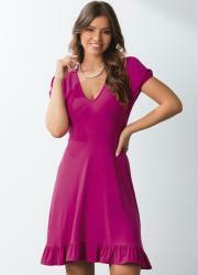 Vestido Curto Magenta com Babado na Barra