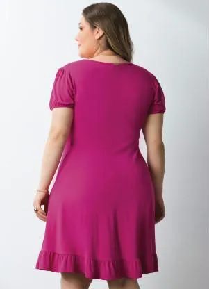 Quintess - Vestido Curto Magenta com Babado na Barra - QUINTESS