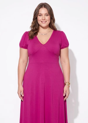 Quintess - Vestido Curto Magenta com Babado na Barra - QUINTESS