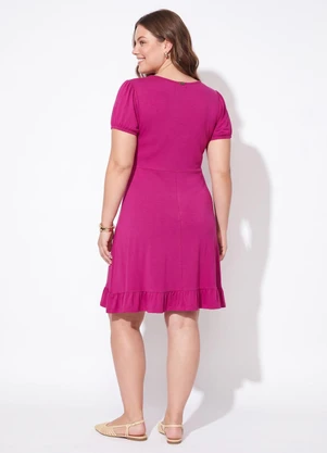 Quintess - Vestido Curto Magenta com Babado na Barra - QUINTESS