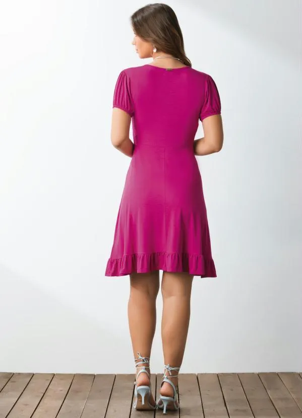 Quintess - Vestido Curto Magenta com Babado na Barra 6