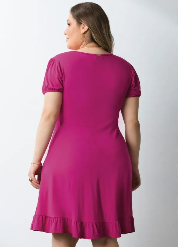 Quintess - Vestido Curto Magenta com Babado na Barra 4