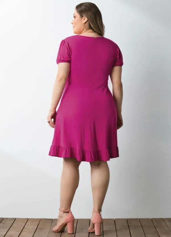 Quintess - Vestido Curto Magenta com Babado na Barra 2