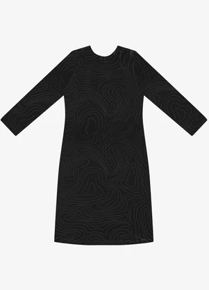 Rovitex - Vestido Curto Manga 7/8 Estampado Preto - ROVITEX