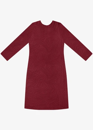 Rovitex - Vestido Curto Manga 7/8 Estampado Vermelho - ROVITEX