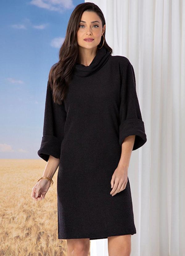 Use Modo - Vestido Curto Manga Ampla Preto