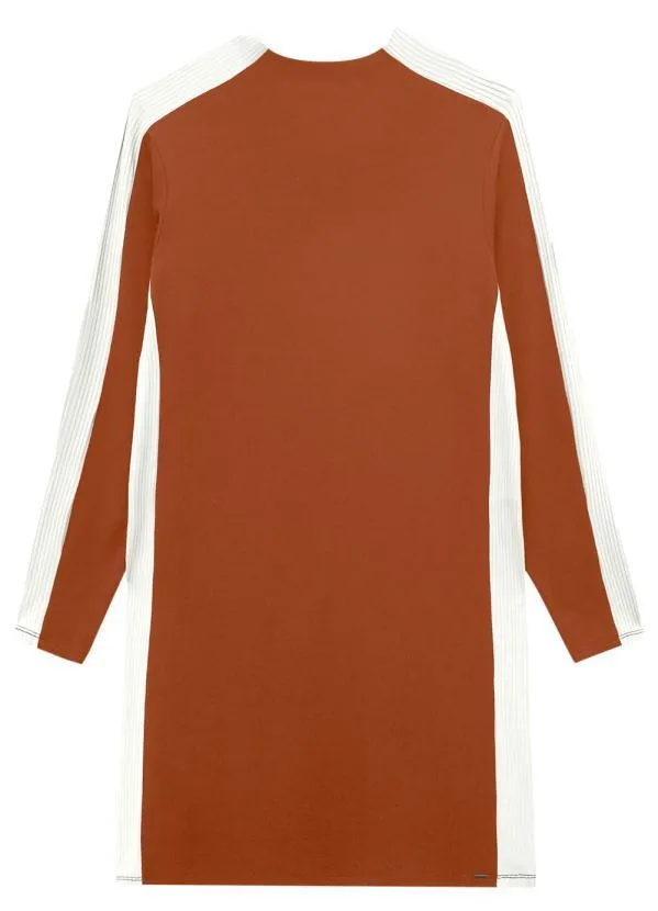 Lunender - Vestido Curto Manga Longa Moletom Laranja