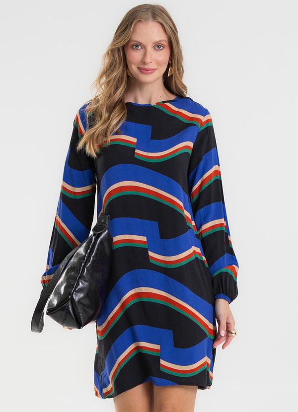 Rovitex - Vestido Curto Manga Longa Preto