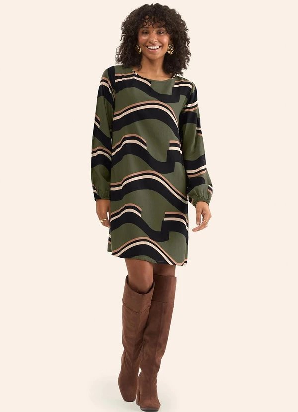 Rovitex - Vestido Curto Manga Longa Verde 1