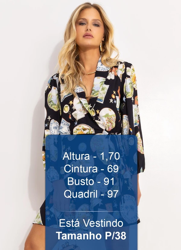 Farm - Vestido Curto Manga Souvenir Preto 5