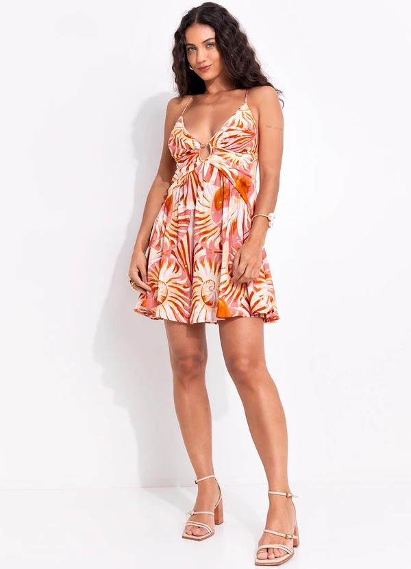 Farm - Vestido Curto Mar de Concha Laranja 3
