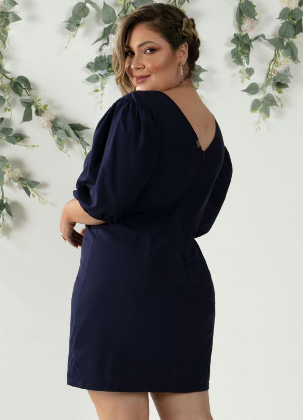 Outlet - Vestido Curto Marinho com Mangas Bufantes 7