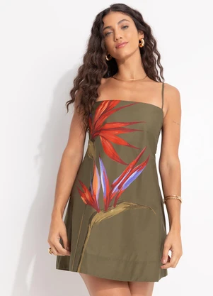 Farm - Vestido Curto Maxi Estrelicia Verde - FARM