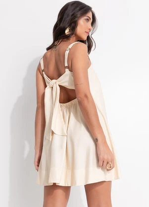 Farm - Vestido Curto Maxi Extrelicia Bege - FARM