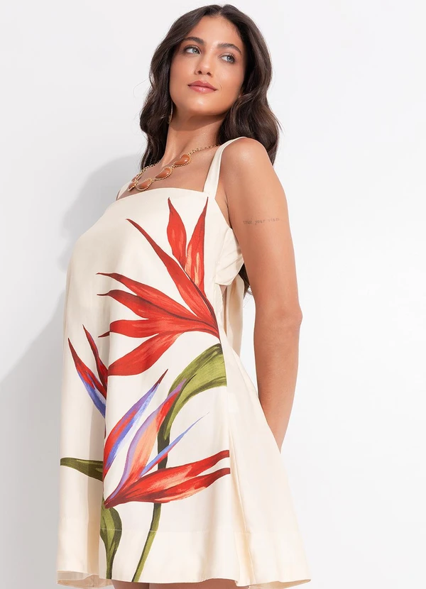 Farm - Vestido Curto Maxi Extrelicia Bege 4