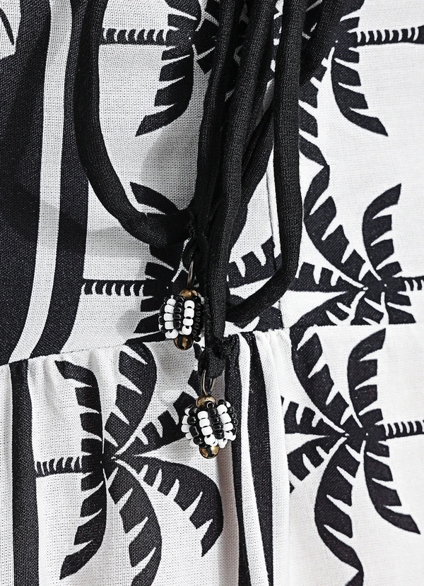 Farm - Vestido Curto Mg Kimono Coqueiral Preto 17