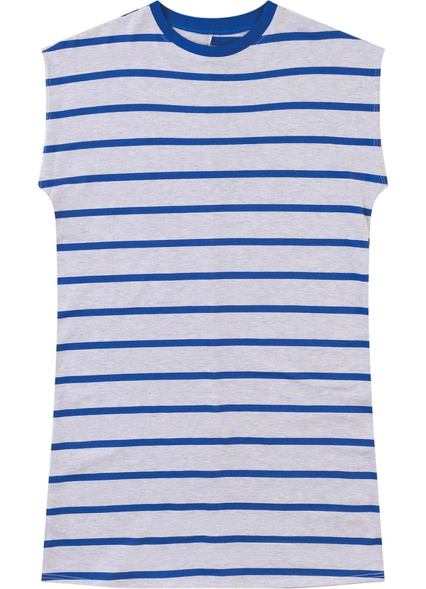 Malwee - Vestido Curto Muscle Listrado Azul