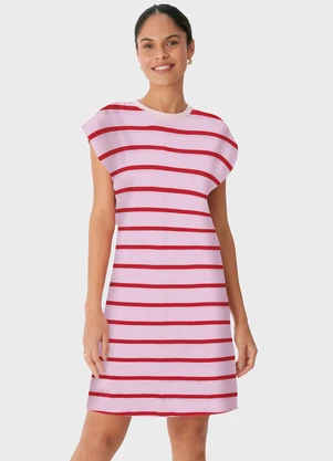 Malwee - Vestido Curto Muscle Listrado Rosa - MALWEE