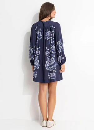 Farm - Vestido Curto Nara Floral Azul - FARM