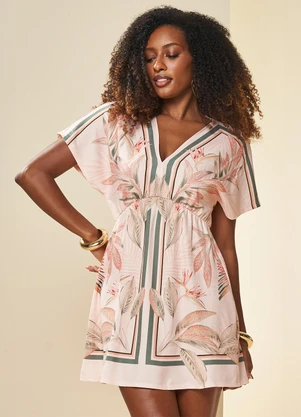 Doce Trama - Vestido Curto Nature Estampado Bege - DOCE TRAMA