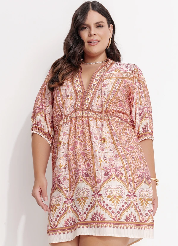 Farm - Vestido Curto no Meu Jardim Rosa 13