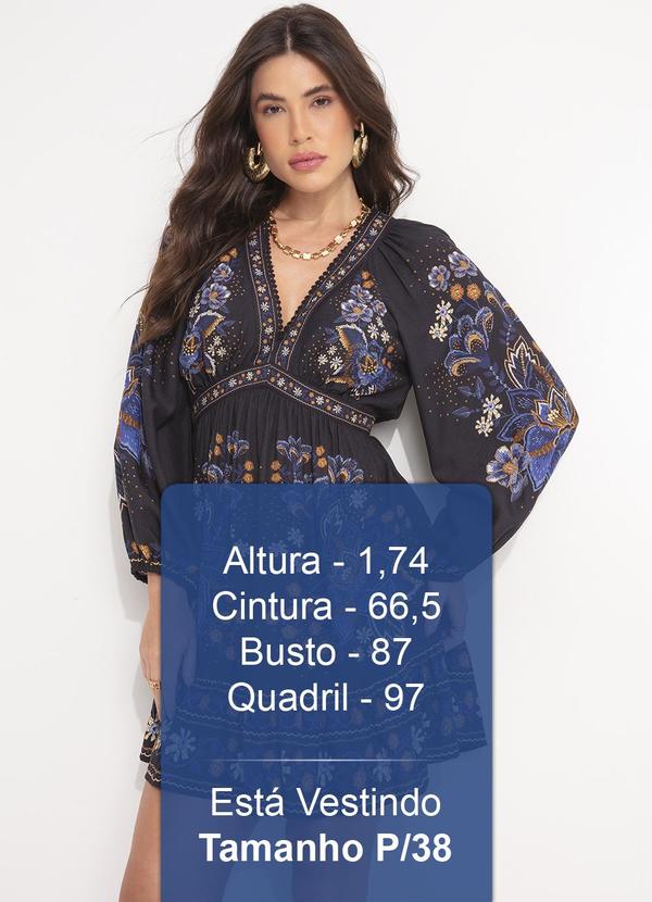 Farm - Vestido Curto Noite Florida Preto 5