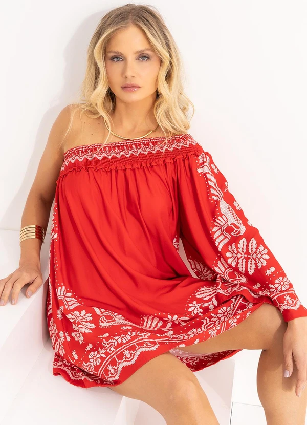 Farm - Vestido Curto Ombro Só Relicário Vermelho 6