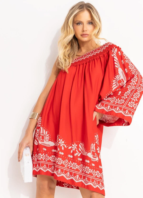 Farm - Vestido Curto Ombro Só Relicário Vermelho 7