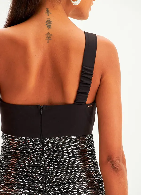 Lança Perfume - Vestido Curto Ombro Unico Preto 2