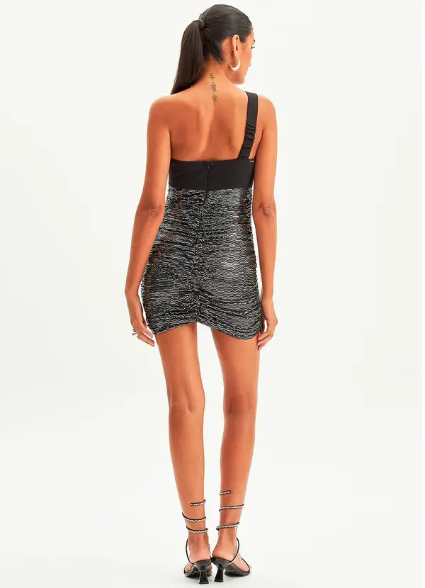 Lança Perfume - Vestido Curto Ombro Unico Preto 4