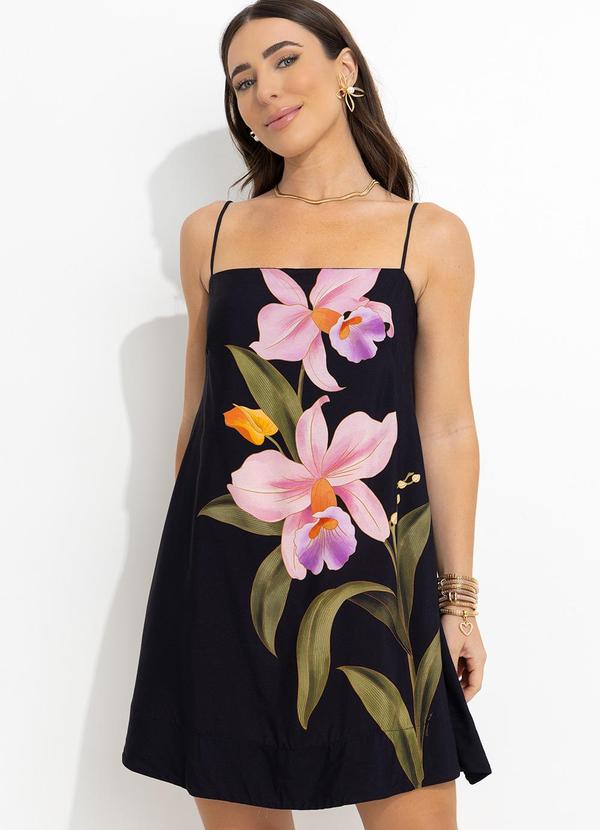 Farm - Vestido Curto Orquidea Preto 2