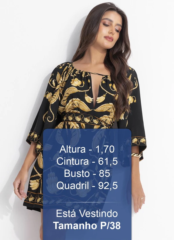 Farm - Vestido Curto Ourinho Tropical Preto 5