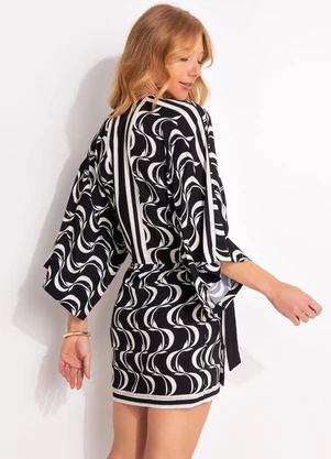 Farm - Vestido Curto Peixe Copa Preto - FARM