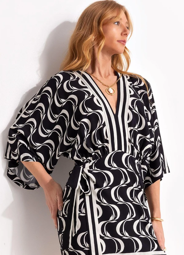 Farm - Vestido Curto Peixe Copa Preto 7