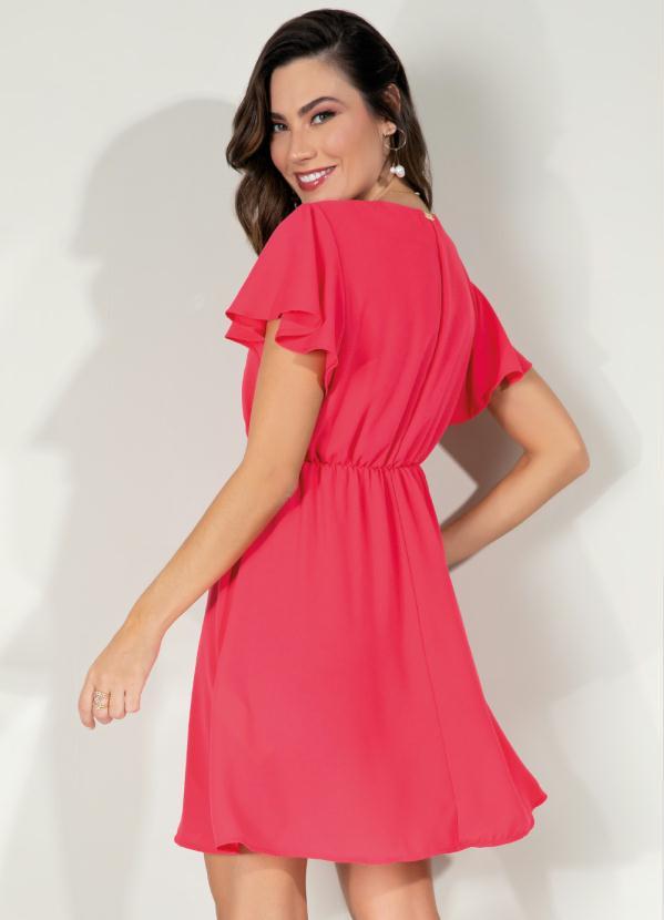 Outlet - Vestido Curto Pink com Decote Transpassado 2