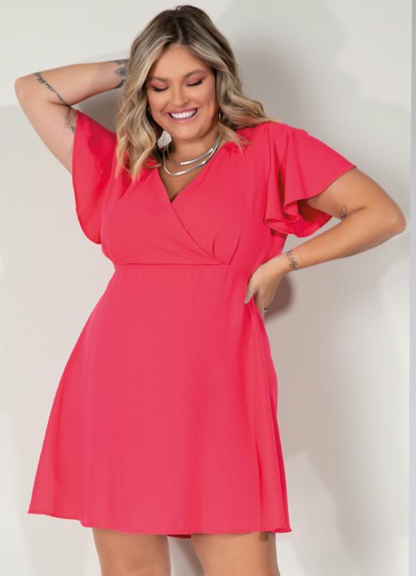 Outlet - Vestido Curto Pink com Decote Transpassado 5