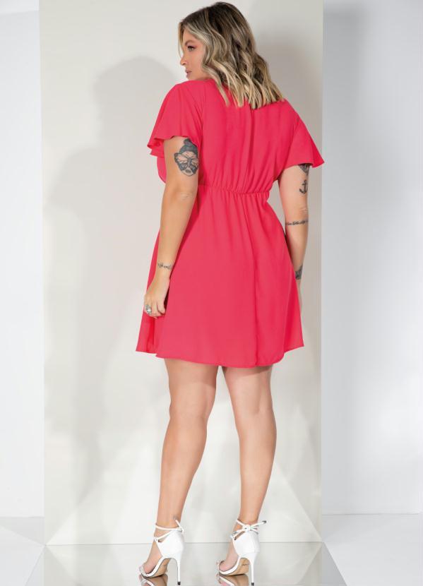 Outlet - Vestido Curto Pink com Decote Transpassado 8