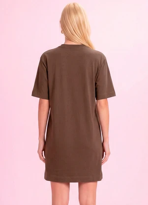 Angel - Vestido Curto Piquet Marrom - ANGEL