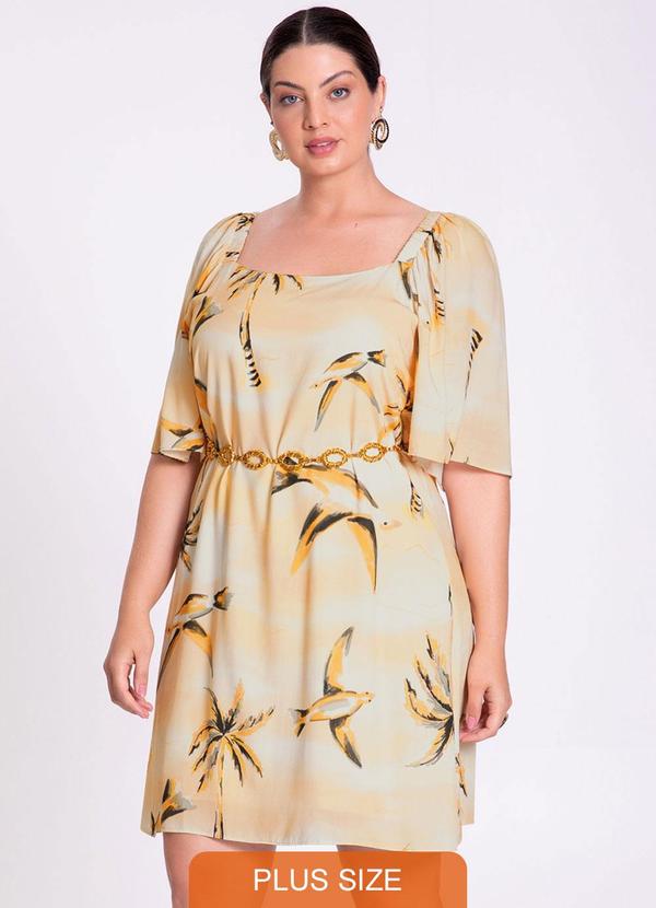 Lunender Mais Mulher - Vestido Curto Plus Size em Viscose Laranja