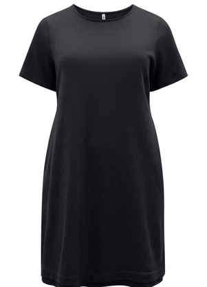 Lunender Mais Mulher - Vestido Curto Plus Size Texturizada Preto - LUNENDER MAIS MULHER