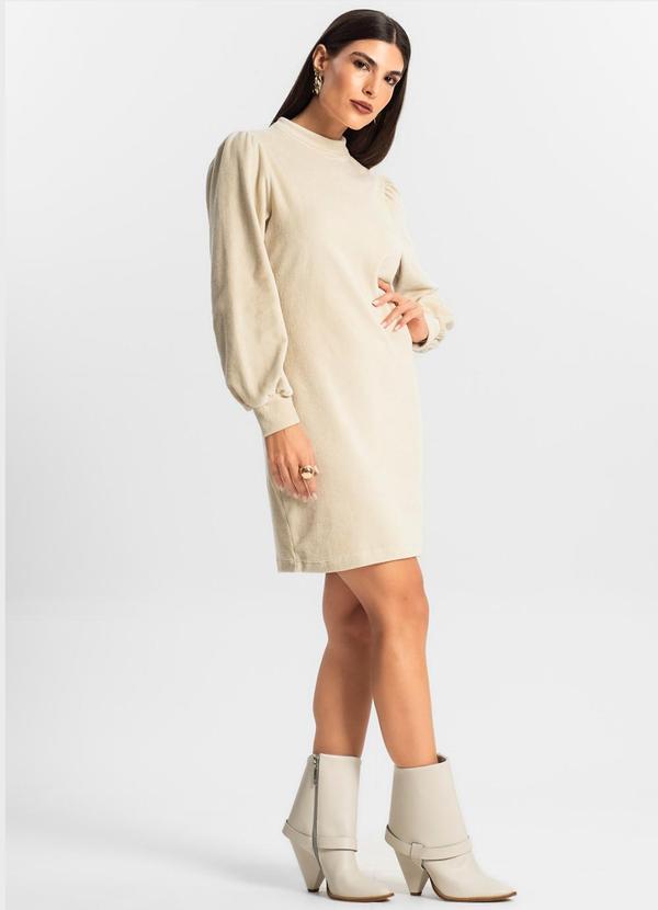 Endless - Vestido Curto Plush Manga Longa Endless Bege 3