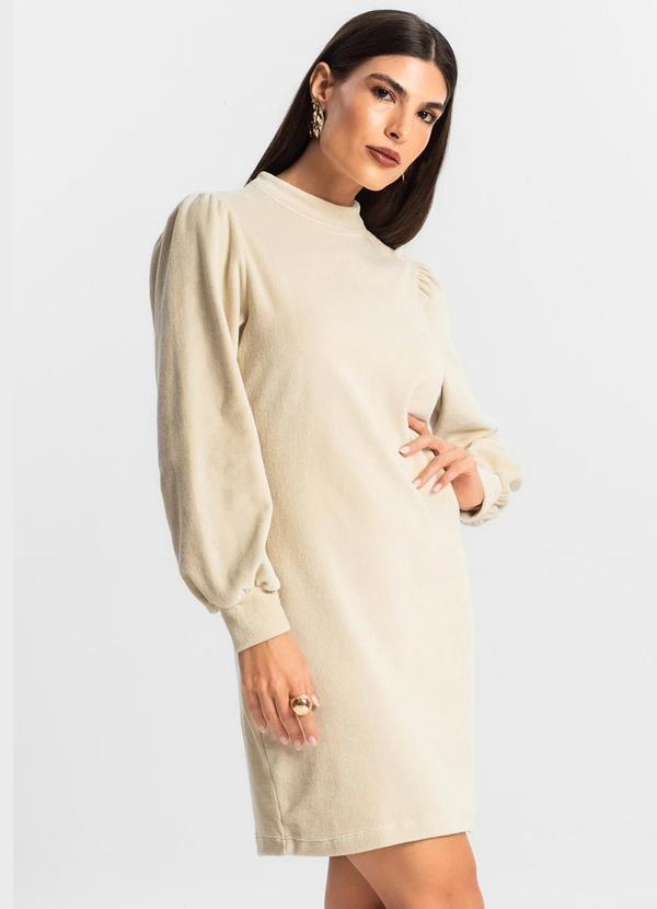 Endless - Vestido Curto Plush Manga Longa Endless Bege 4